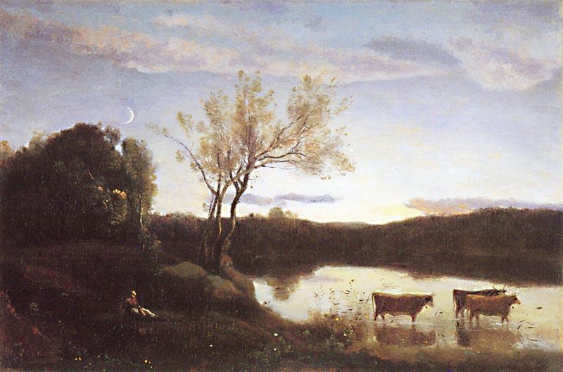 Jean-Baptiste Camille Corot L'Etang aux trois Vaches et au Croissant de Lune